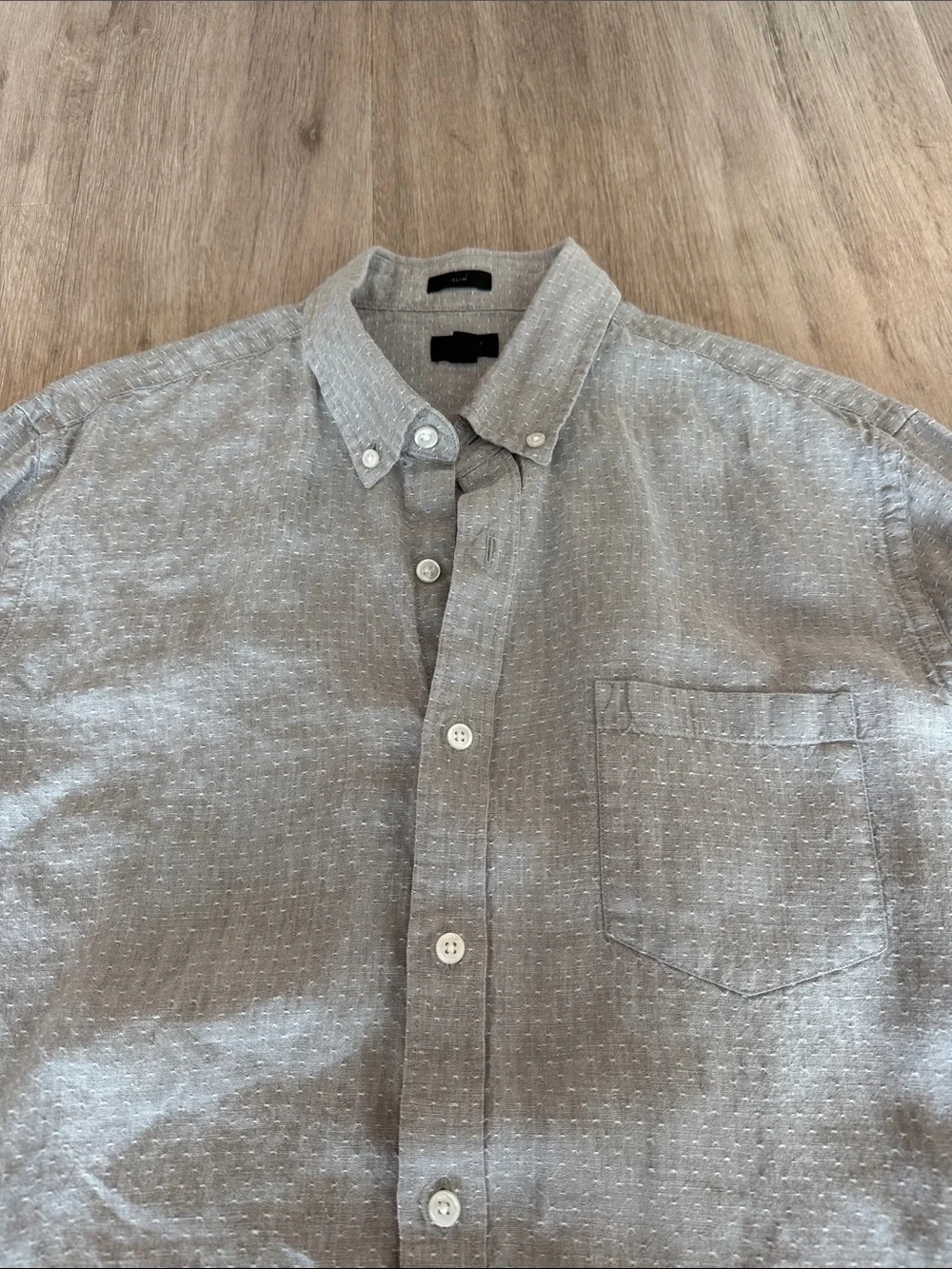 J Crew Linen Button Down Grey Large slim